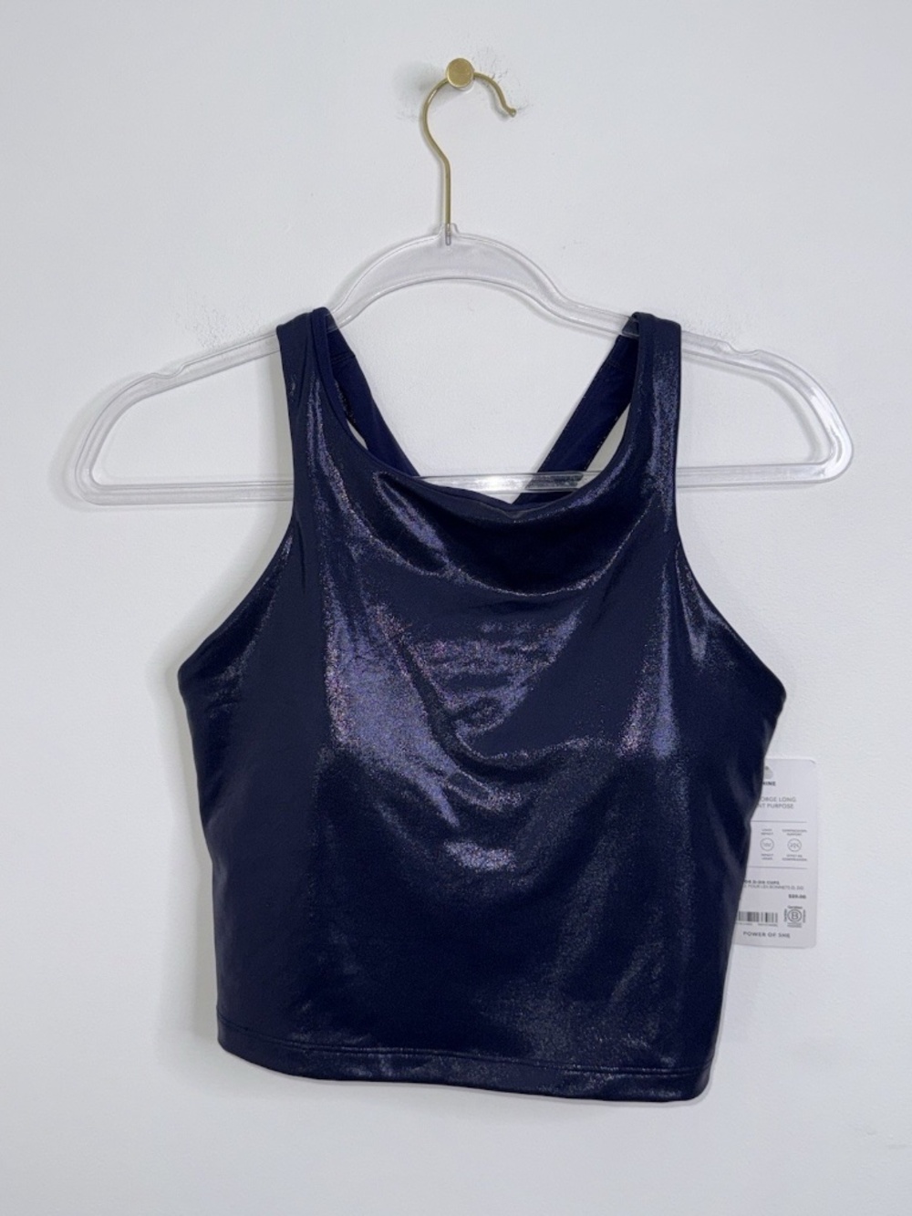 Athleta x Simone Biles NWT Womens Purpose Shine Crop Bra in Blue Size M Yoga